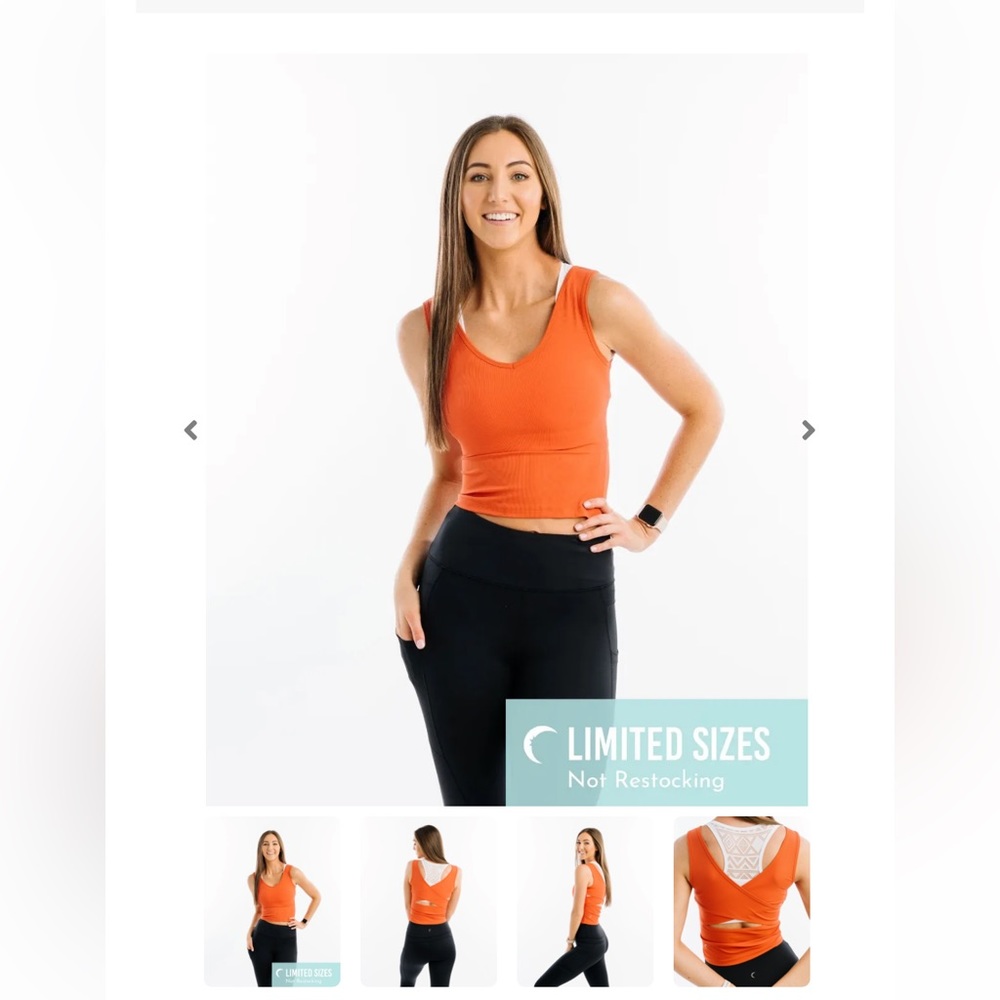 Zyia Orange Ribbed V-neck tank.